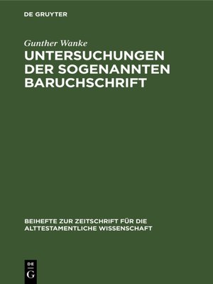 cover image of Untersuchungen der sogenannten Baruchschrift